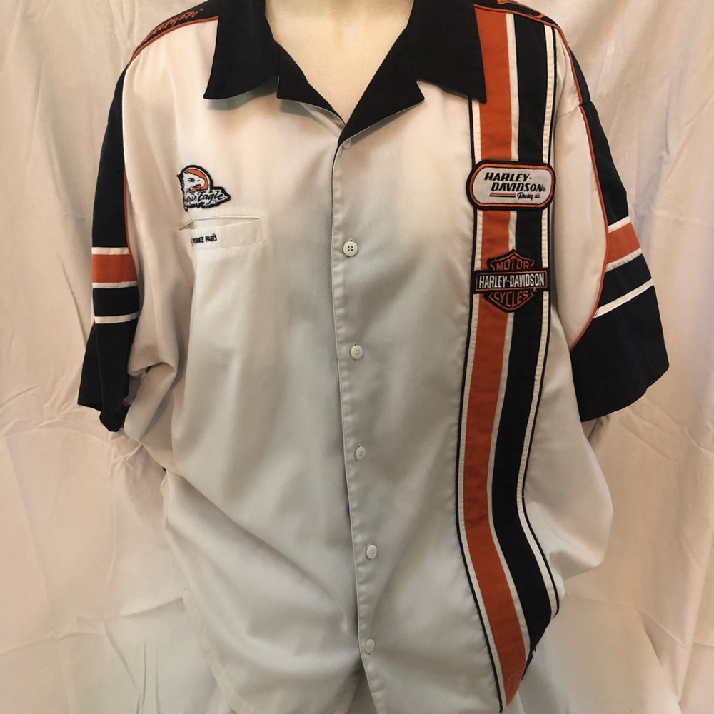 Harley-Davidson Screamin’ Eagle  Racing Stripe Shirt - White/Black/Orange